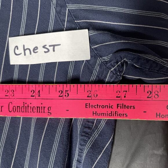 Dockers Blue Cotton Striped Button Up‎ Mens Shirt Size XXL 2XL Academia Dadcore - Picture 5 of 6